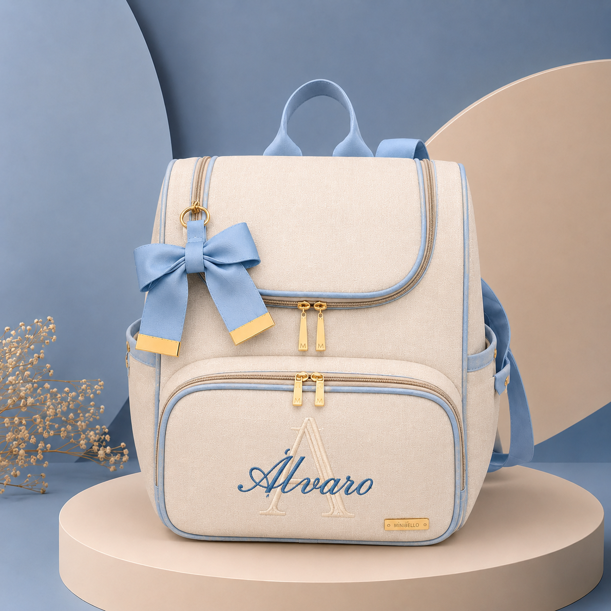 Bolsa maternidade Mini Belo com bordado personalizado do nome do bebê